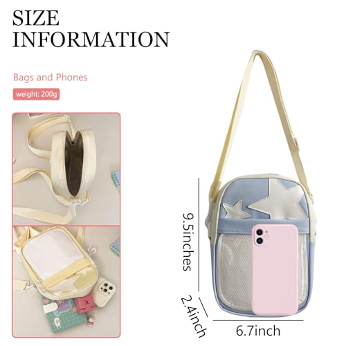 Ita Bag Crossbody Pin Bag with Insert Japanese Y2K Star Purse Double Straps Satchel Shoulder Bag for Women4