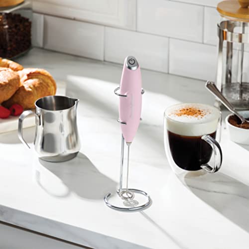 Powerful Handheld Milk Frother, Mini Milk Foamer, Battery Operated (Not Included) Stainless Steel Drink Mixer With Frother Stand For Coffee, Lattes, Cappuccino, Frappe, Matcha, Hot Chocolate. #TOP1