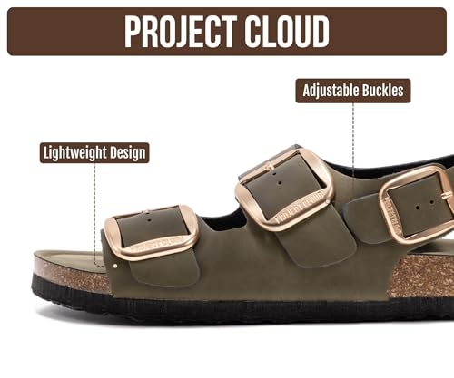 Image of Project Cloud 100% Genuine Leather Beach Sandals for Women 2026 with Lightweight & Comfortable Slides for Women - Non Slip with Memory Foam Slingback Womens Sandals 2026 (Garda)