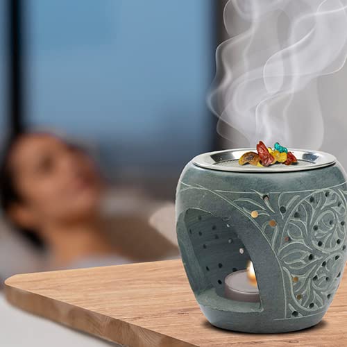 Resin Incense Burner / Incense Holder Made From Soapstone To Use With Tealight Height 3.15 Inch #TOP4