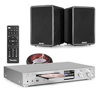 Fenton SHFB65 Bookshelf Stereo System, 200W HiFi CD Player with Bluetooth, DAB+ FM Internet Radio, Passive Speakers and Bass Reflex, Compact Home Audio CD HiFi System