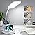 GOLSPARK Desk Lamp with Wireless Charger, LED Desk Lamps for Home Office Eye-Caring CRI 90, 3 Color Modes, Stepless Dimming Touch Table Lamp, Study Small White Lamp with Pen Holder for College Dorm