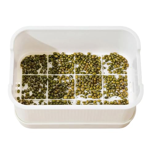 Brotes de frijol – 23 x 16 x 12 cm, bandeja interior grande, recipiente de polipropileno germinado, semilla sin tierra con tapa, práctico cuenco para cultivo de hierba de trigo, brotes de guisantes y