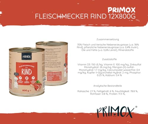 Primox | Rind 2x6x800g | Sparpaket | Hundefutter