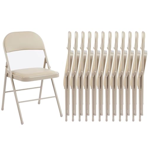 Sweetcrispy Folding Chair 12 Pack, Leather...