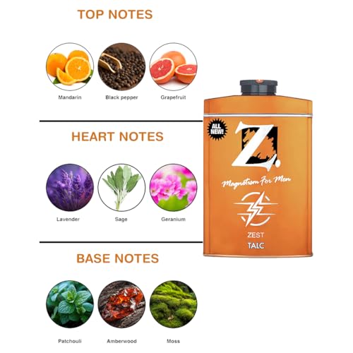 Image of Z Magnetism Zest Deodorizing Talcum Powder for Men | Signature Citrusy & Fresh Fragrance | Fights Body Odor & Ensures Long Lasting Freshness | Suitable for All Skin Types - 100g (Pack of 3)