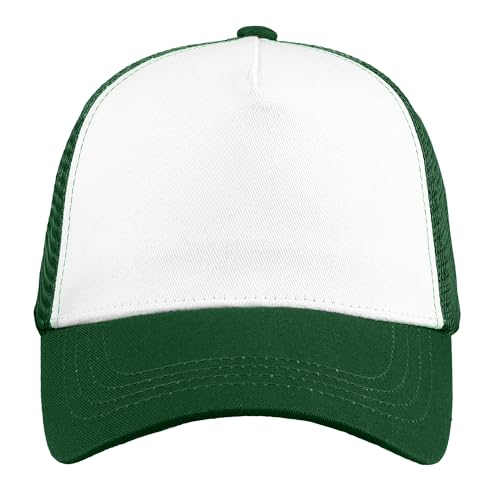 Image of Falari 5-Panel Mesh Baseball Cap, Trucker Hat, Structured Plain Design, Cotton, Adjustable Size