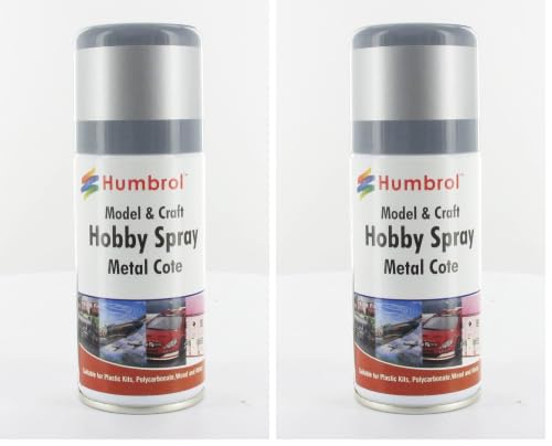 Image of Humbrol Metalcote Spray Paint AD6995 No 27002 Polished Aluminium (Pack of 2)