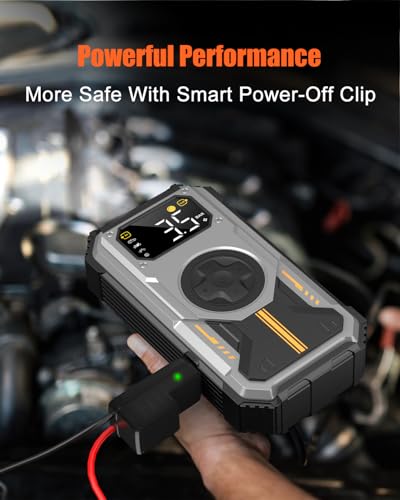 Image of Car Battery Starter with Compressor 150 PSI 6000 A Car Emergency Jump Starter (Up to 7.5 Litres of Petrol /6.0 L of Diesel Oil) 12 V 3 Modes Flashlight USB Charging Booster Portable Car Start
