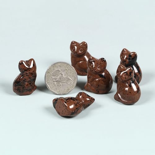 Estatua artesanal de gato en obsidiana caoba natural 30x20x16 mm miniatura 2