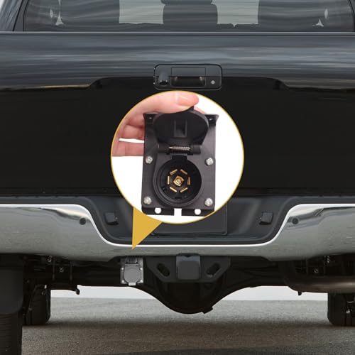 Image of 7 Pin Trailer Plug,7 Way Trailer Light Connector Socket,7 Prong Electrical Truck End Wiring Harness Vehicle Side,7 Pin Truck Plug Quick Converter with Mounting Bracket