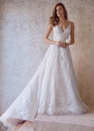 SEIM Lace Appliqued Wedding Dresses for Bride 2025 Beach Wedding Bridal Gowns for Women SE0022