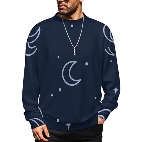 MoBlinko Moon Mens Sweater Crewneck Sweater 3XL Lightweight Sweaters for Men Long Sleeve Pullover