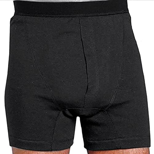 Kozee Komforts Martex Washable Gents Male Boxers Incontinence Pants 350ml Capacity Open Fly - Large 40" - 42" (102cm - 107cm) - Black