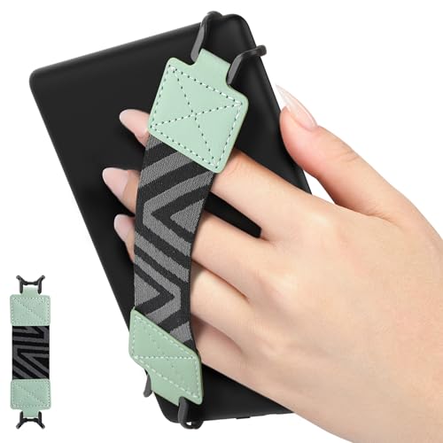 MoKo Cinturino di Sicurezza per 6-8' Kindle eReaders Fire Tablet - Kobo/Voyaga/Lenovo/Sony Kindle E-Book Tablet, Cinturino da Mano Versatile ad Alta Elasticità Supporto Antiscivolo, Menta Verde