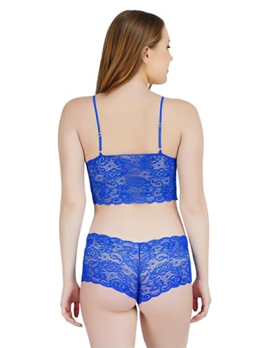 Image of Lace Plunge Bra & Panty Baby Doll Nightwear Dress with Adjustable Straps, Comfortable Lace Bralette and Hipster /Lingerie Set