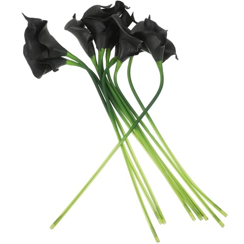 UKCOCO 10 Piezas de Flores Artificiales Negras de Lirio Mini Tamaño Hechas de Plástico Resistente para Decoración Floral y Ramos de Novia Ideales para Arreglos Interiores y Fotografía