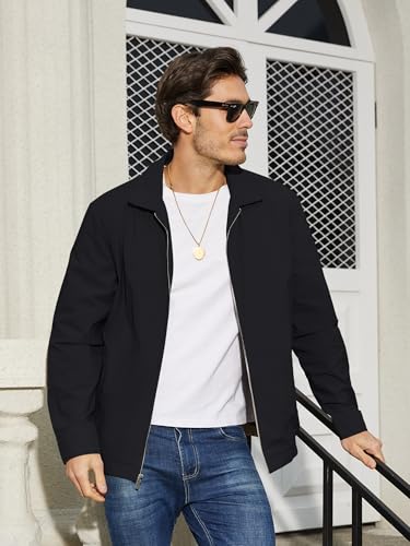 TACVASEN Mens Lightweight Windbreaker Full Zip Up Laydown Collar Jackets Light Casual Coat with Zip Pockets3