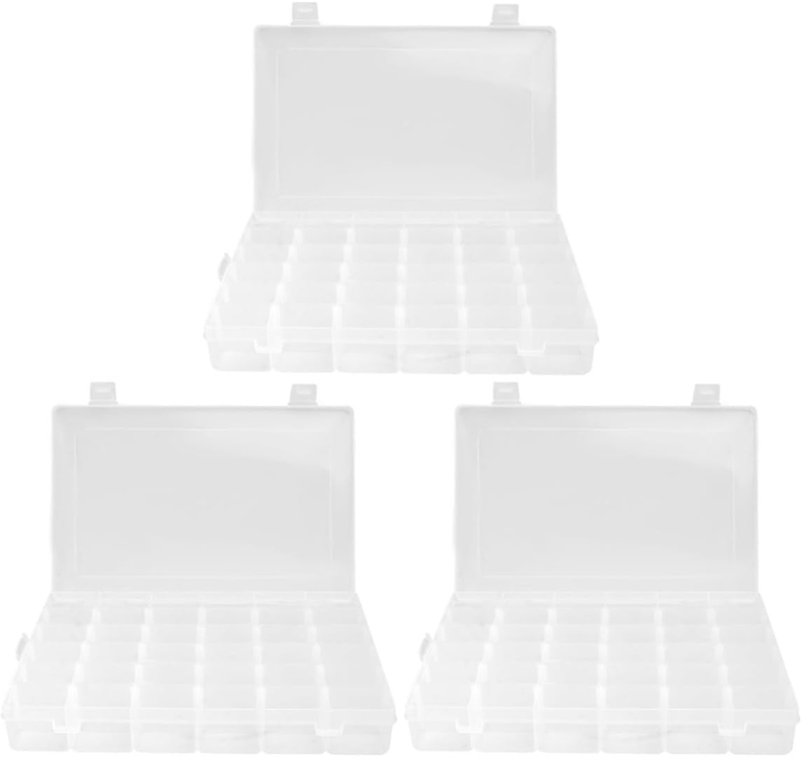 3pcs Rectangular Storage Boxes with Lids for Nail Art Accessories and Beads, Strong Structure Portable Pp Organizer Case for Home or Craft Use