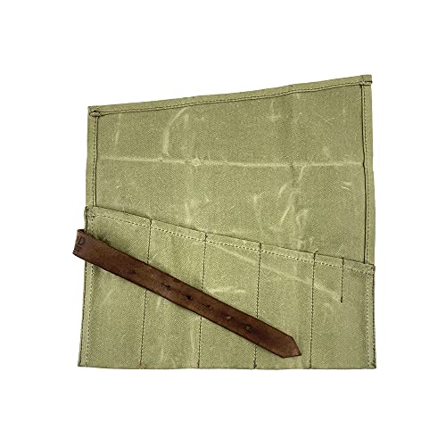 Hide & Drink, Large Tool Roll Up Bag (6 slots), Portable Carry On Pouch Workshop Storage Woodworking Tools Organizer, Vintage, Handmade (Waxed Canvas)