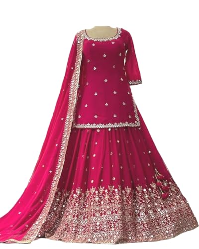 Image of MAHEK Women's Georgette Indian Pakistani Lehenga Choli Dress Ethnic Wear Party wear, Wedding wear Ready to Wear Dress