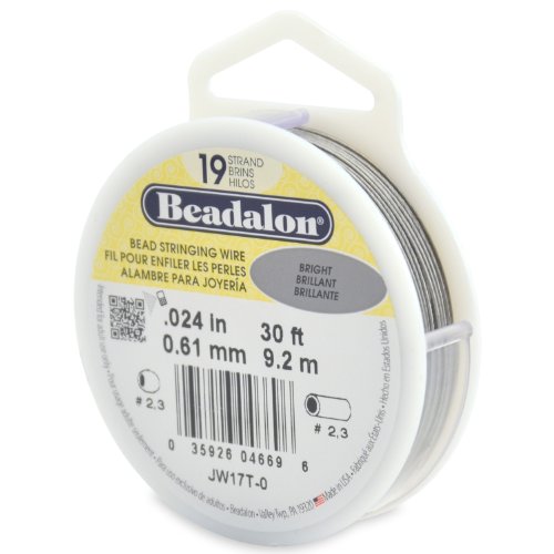 Beadalon Bead Stringing Wire - .024 in / .61 mm, Bright, 30ft / 9.2m