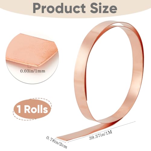 CREATCABIN Kupferblech Auf Rolle 2x100cm X 1mm Weiche Kupferfolie Schmale Rolle Streifenmaterial Basteln Herstellen Dekoration Kunst DIY Schmuck Elektrische Hausreparaturen Erdung Gebäudedekoration