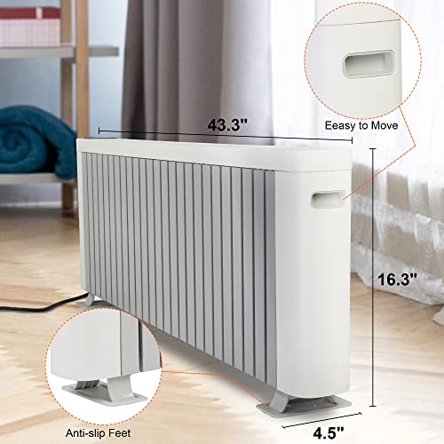 E-Macht Electric Baseboard Heater 1500W Large Room Space Heater For Indoor Use Remote Control, Led Digital Display, Adjustable Thermostat, Timer, For Bedroom, Office Convection Heater #TOP2