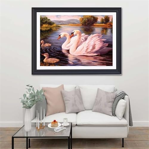 Diamond Painting Kit Complet Cygne 5D Carré 125x105cm Broderie Art du Diamant DIY