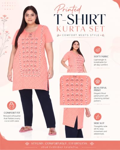 Image of In Love Women's Plus Size Printed Cotton Long-Line T-Shirt with Pocket | Cotton fabric - soft longline T-shirt with easy plus-size fit