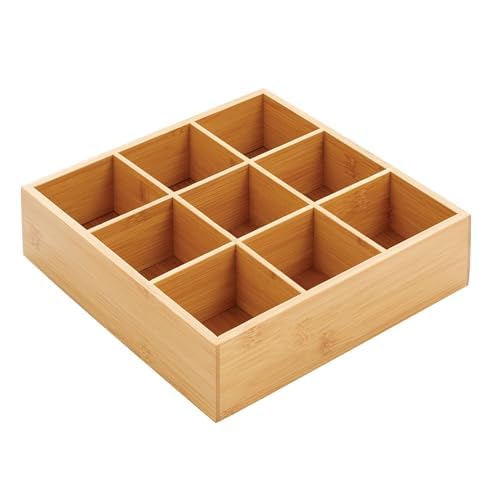 Boîte de rangement en bambou à 9 sections pour cuisine et sachets de thé