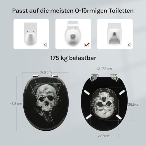 WOLTU Premium WC-Sitz Toilettensitz mit Absenkautomatik, MDF Holzkern, Softclose Scharnier, Desgin Décor Oval