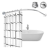 ❤【MATERIAL PREMIUM】: La barra de cortina de baño curva está hecha de acero inoxidable 304 mejorado, superficie pulida y cromada, no se oxida, puede personalizar cualquier estilo decorativo.