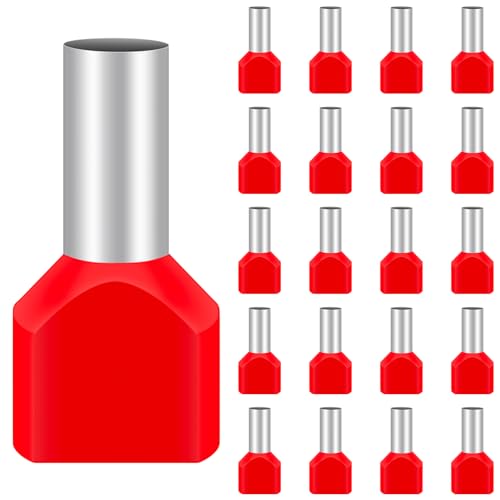 100 Stück Twin Aderendhülsen 10mm Hanibos Aderendhülsen Set Isolierte Aderhülsen Kabelendhülsen für Drahtverbindung
