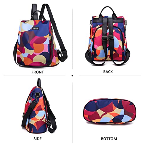 Backpack For Women Anti Theft Back Pack Purse Waterproof Nylon Backpack For College Bookbag Fashion Travel Shoulder Bag Colorful Polka Dots #TOP7