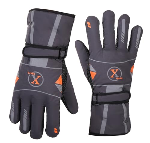 Alexvyan Grey Long Men’s Snow & Windproof Thermal Soft Warm Winter Riding & Protective Gloves (Fur/Fleece Inside) Warm Hand Riding Cycling, Byke, Bike, Scooty,Motorcycle Travelling for Men & Boy,Male