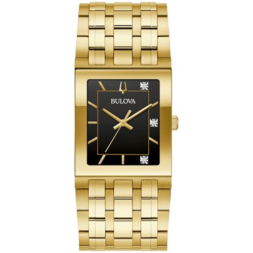 Montre Homme Bulova 97D132 Chic en Acier Doré et Cadran Noir