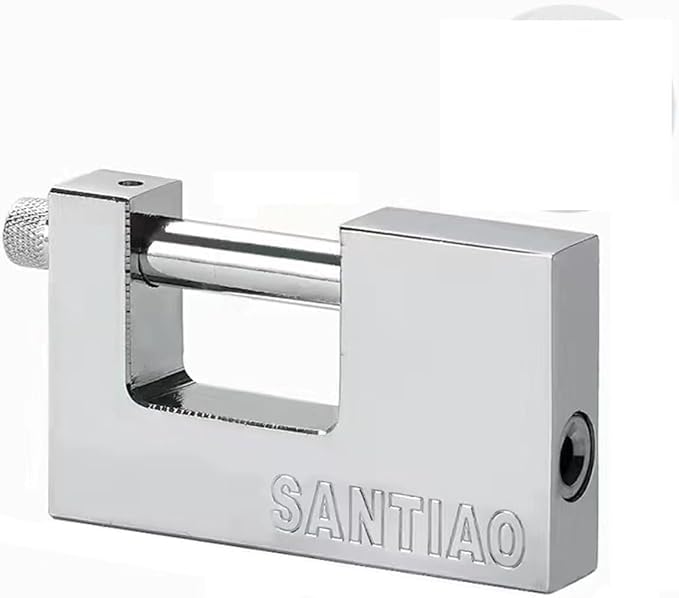 Cazuela Stainless Steel D-Shaped Padlock with Retractable Long Shackle | Wide Body 3/8" Stainless Steel Lock for Outdoor Use, School, Gym, Fence and Sports Lockers(3 Keys Included)