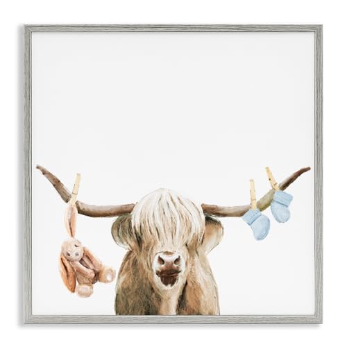 Giclée encadrée Vache Highland Baby Boy Ali Lynne Stupell 30,5 cm