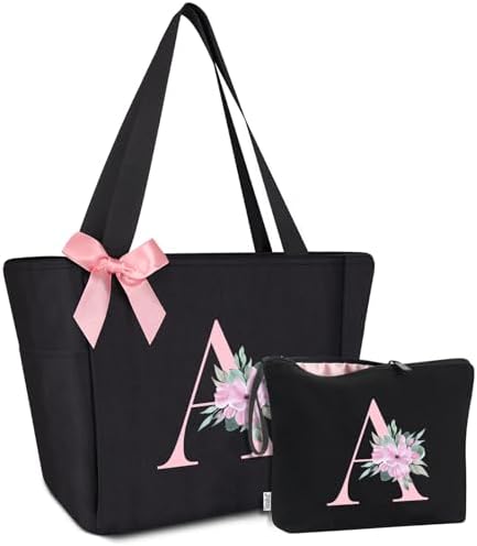 Vavabox Handtasche Damen A-Z mit Buchstabe - Geschenke für Frauen | Personalisierte Schultertasche mit Reissverschluss für Arbeit Uni Schule, Geburtstagsgeschenk für Freundin Braut