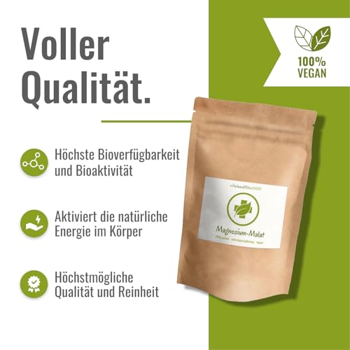 Magnesium Malat Pulver 300 g – vegan, rein, hohe Bioverfügbarkeit