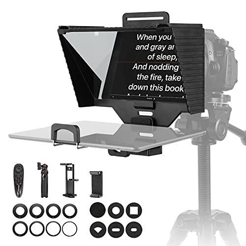 Teleprompter Tablet, Moman MT2 10 Zoll Tragbar iPad Prompting Kit mit APP, Fernbedienung, 70/30 Strahlspaltglas, Stativ…