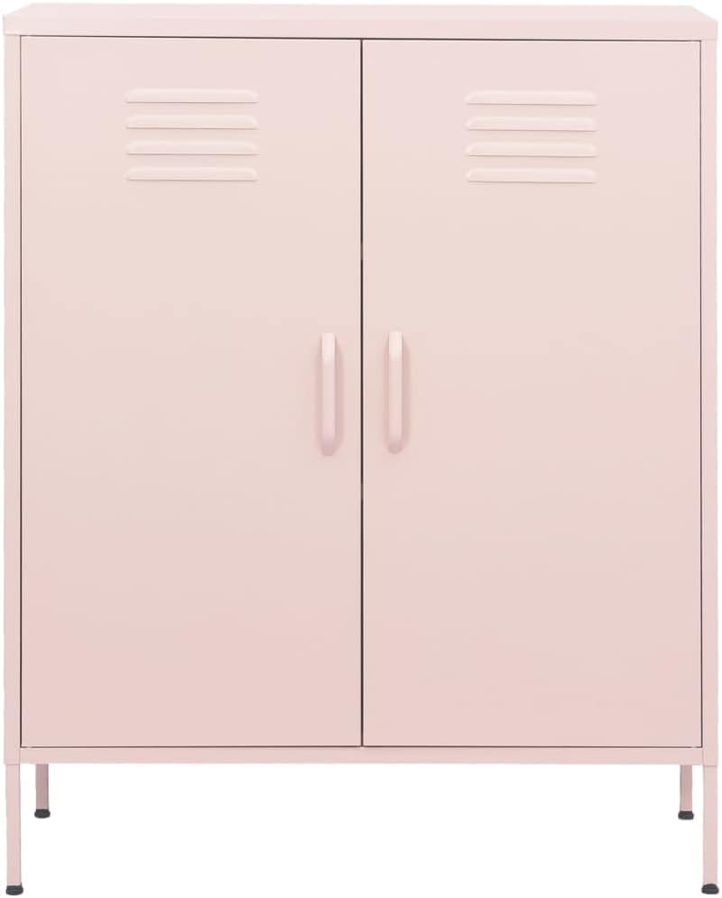 Pink Steel Storage Cabinet with Adjustable Shelves 31.5 x 13.8 x 40 in Durable Metal Storage Locker for Home Office Living Room Organization