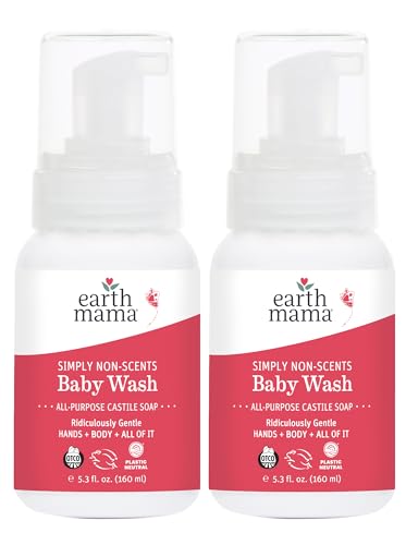 Image of Earth Mama Simply Non-Scents Baby Wash Foaming Hand Soap, Organic Fragrance Free Body Wash, Unscented Body Wash, Castile Soap with Coconut Oil, Shea Butter, Calendula, & Aloe, 5.3floz (2-PK)
