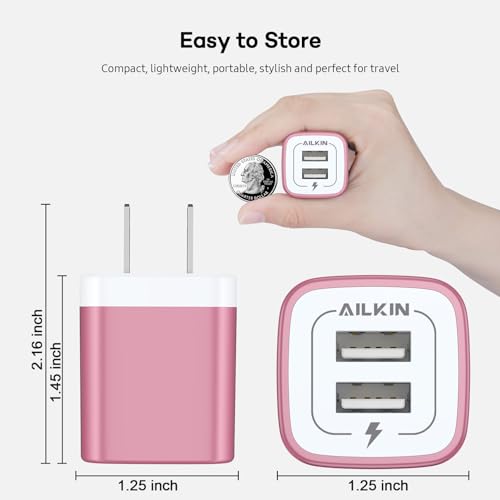 Image of USB Wall Charger, Charger Block, AILKIN Multiport Fast Charge Power Brick | i Phone Cube for iPad, iPhone, iPod, Samsung Galaxy, Motorola, Moto, PS5, Huawei, HTC, LG, USB A Charging Box, AC Adapter