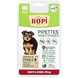 HOPI Pipettes Anti Puces Chien et Chiot de Moins 10kg   4 Mois de Protection   Idéal pour repousser Les Puces, Tiques et Moustiques   Active dès Application   Extraits de Plantes   Fabriqué en France