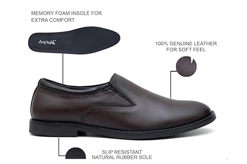 Image of ARAMISH Men's Genuine Leather Moccasin Slip On Formal Shoes