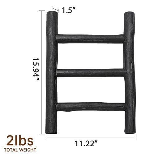 FUIN-Fully-Assembled-Wooden-Tea-Towel-Ladder-Mini-Ladder-Towel-Rack-Display-Hanger-Small-Rustic-Farmhouse-Tea-Towel-Stand-Holder-for-Country-Bathroom-Decor-Black FUIN Fully Assembled Wooden Tea Towel Ladder Mini Ladder Towel Rack Display Hanger Small Rustic Farmhouse Tea Towel Stand Holder for Country Bathroom Decor Black