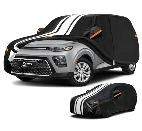 Image of Kayme Heavy Duty Car Cover Custom Fit for Kia Soul (2009-2025) | Waterproof All Weather for Automobiles, Gift with Tape /Towel /Bag, Outdoor Full Exterior Cover Rain Snow Sun UV Protection.