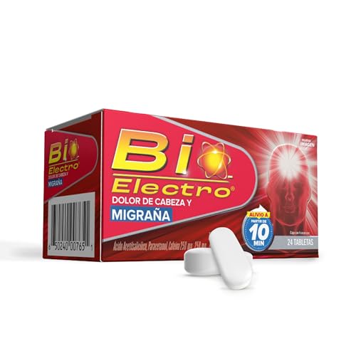 Bio Electro: Alivio Rápido para Migraña y Dolor de Cabeza, Alivio a partir de los 15 Minutos, 1 Tableta para Dolor de Cabeza, 2 para Migraña, Tarro...